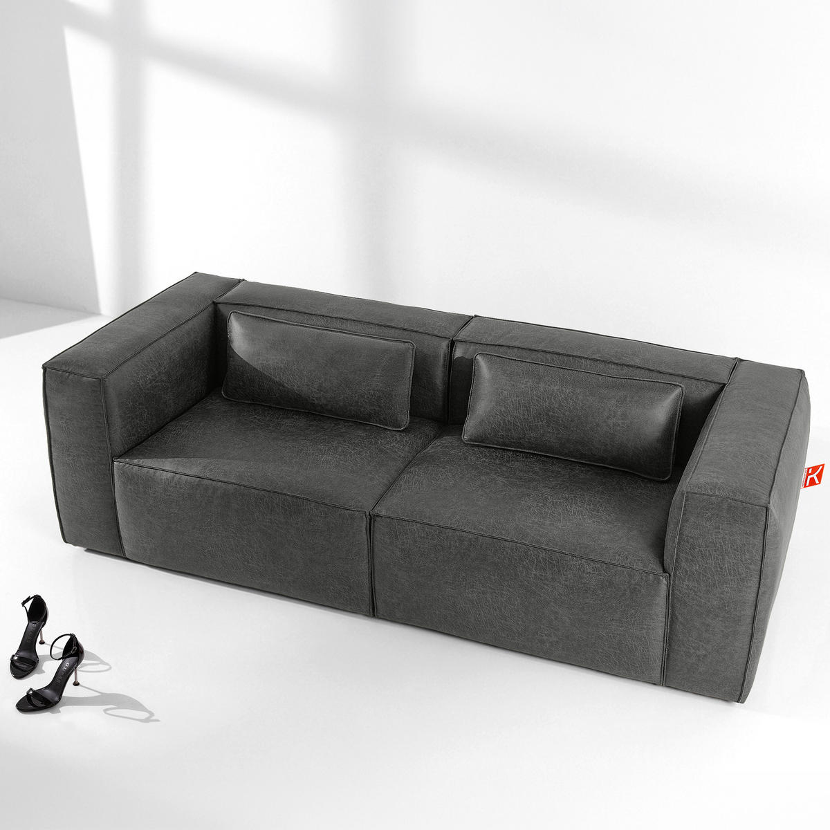 3-SITZER SOFA FEROX, Dunkelgrau - Dunkelgrau, Holz/Holzwerkstoff (240/73/96cm) - KONSIMO®