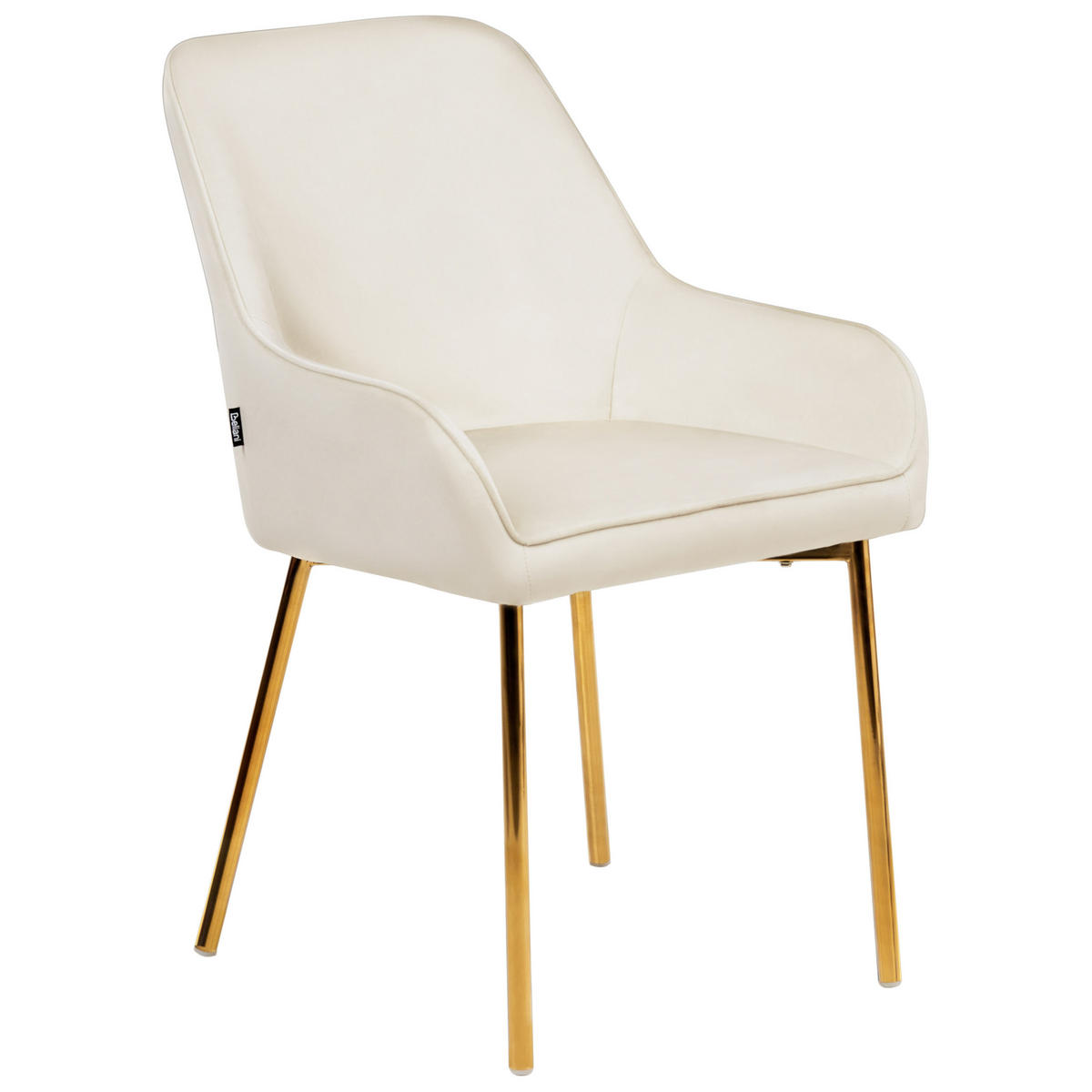 ESSZIMMERSTUHL 2er-Set Samtstoff Cremeweiß Loverna - Weiß, Textil (54/87/63cm) - Beliani