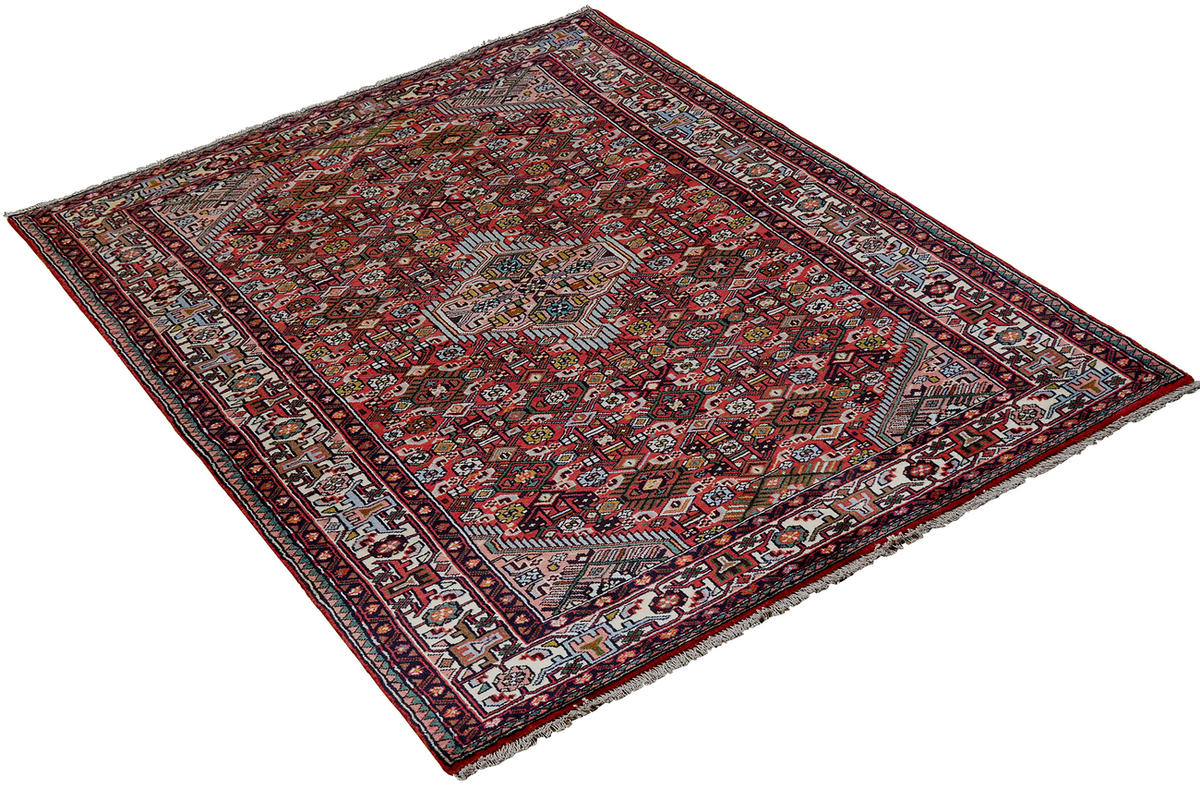 ORIENTTEPPICH handgeknüpft Assadabad Rot 200/127 cm Schurwolle - Rot, Textil (127/200cm) - Looma