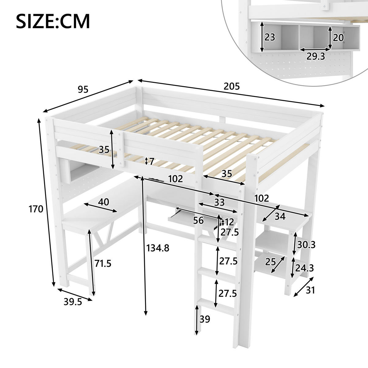 HOCHBETT Holz 90/200 cm Weiß - Weiß, Holz/Holzwerkstoff - Raumix