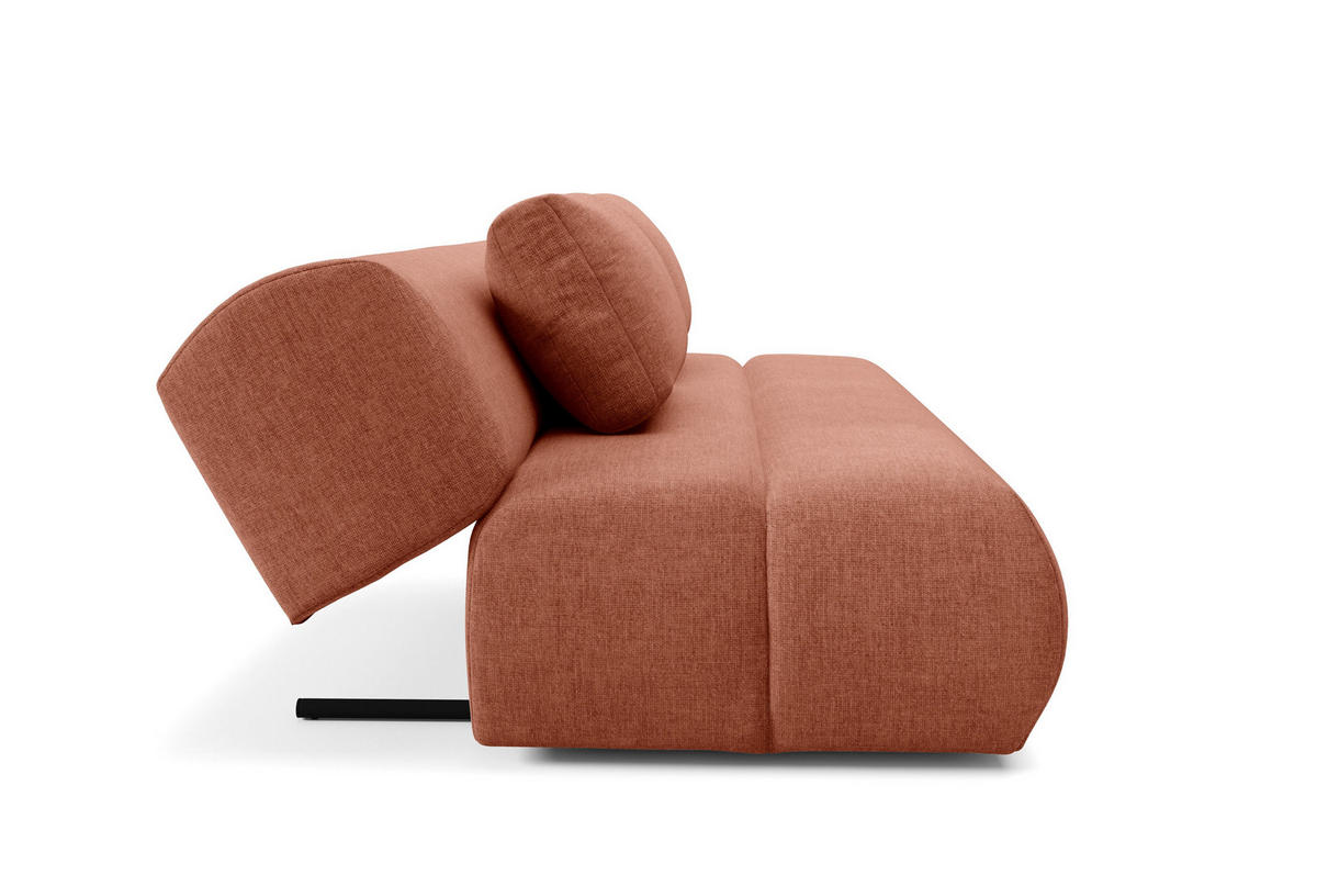 BETTSOFA ATOMO Orange Chenille-Stoff mit Schlaffunktion - Orange, Holz (217/82/134cm) - MASSENO