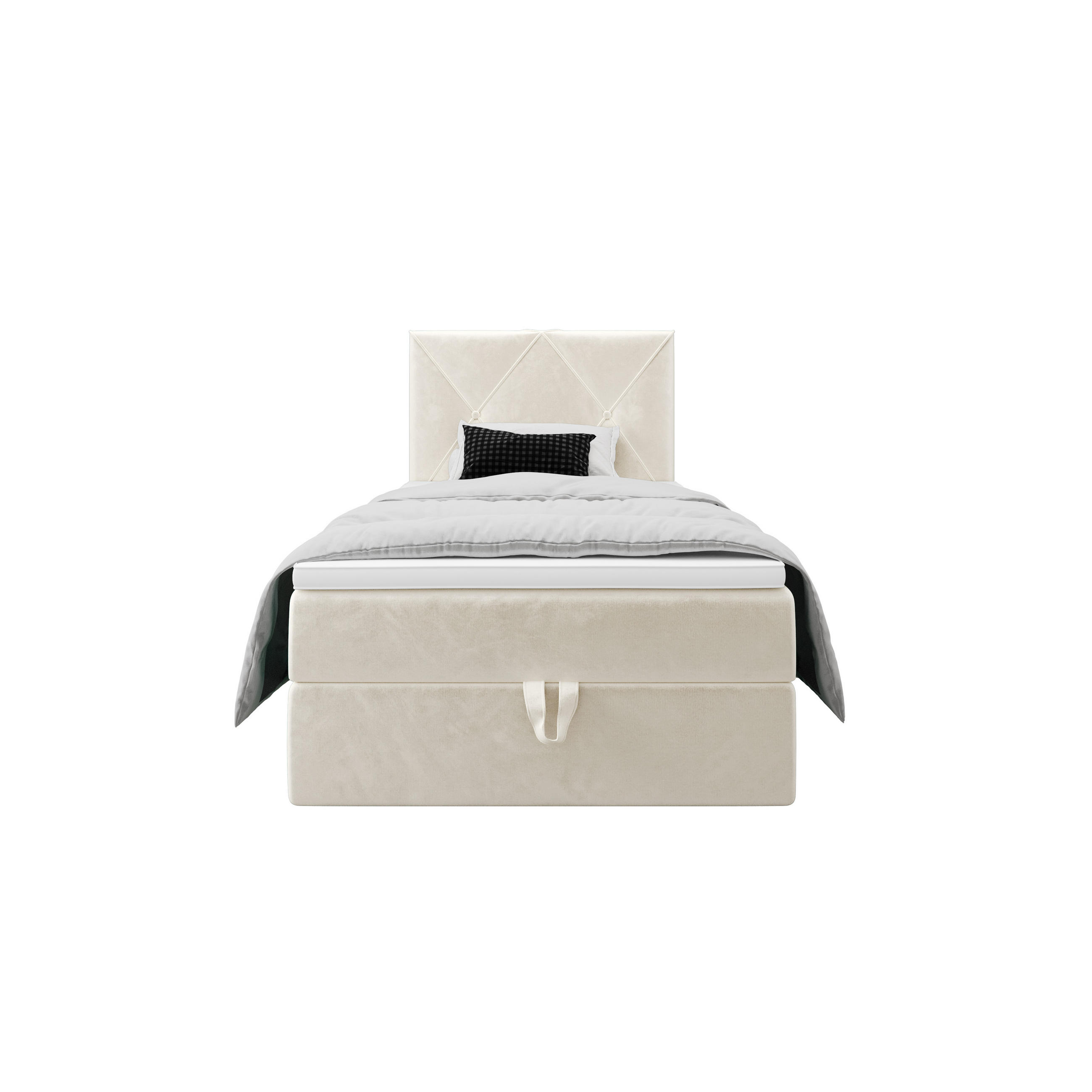 BOXBETT ALTEA 120x200 Monolith 02, mit Matratze H3, Bonell und Topper, Creme - Creme, Holz/Kunststoff (120/200cm) - Bedante