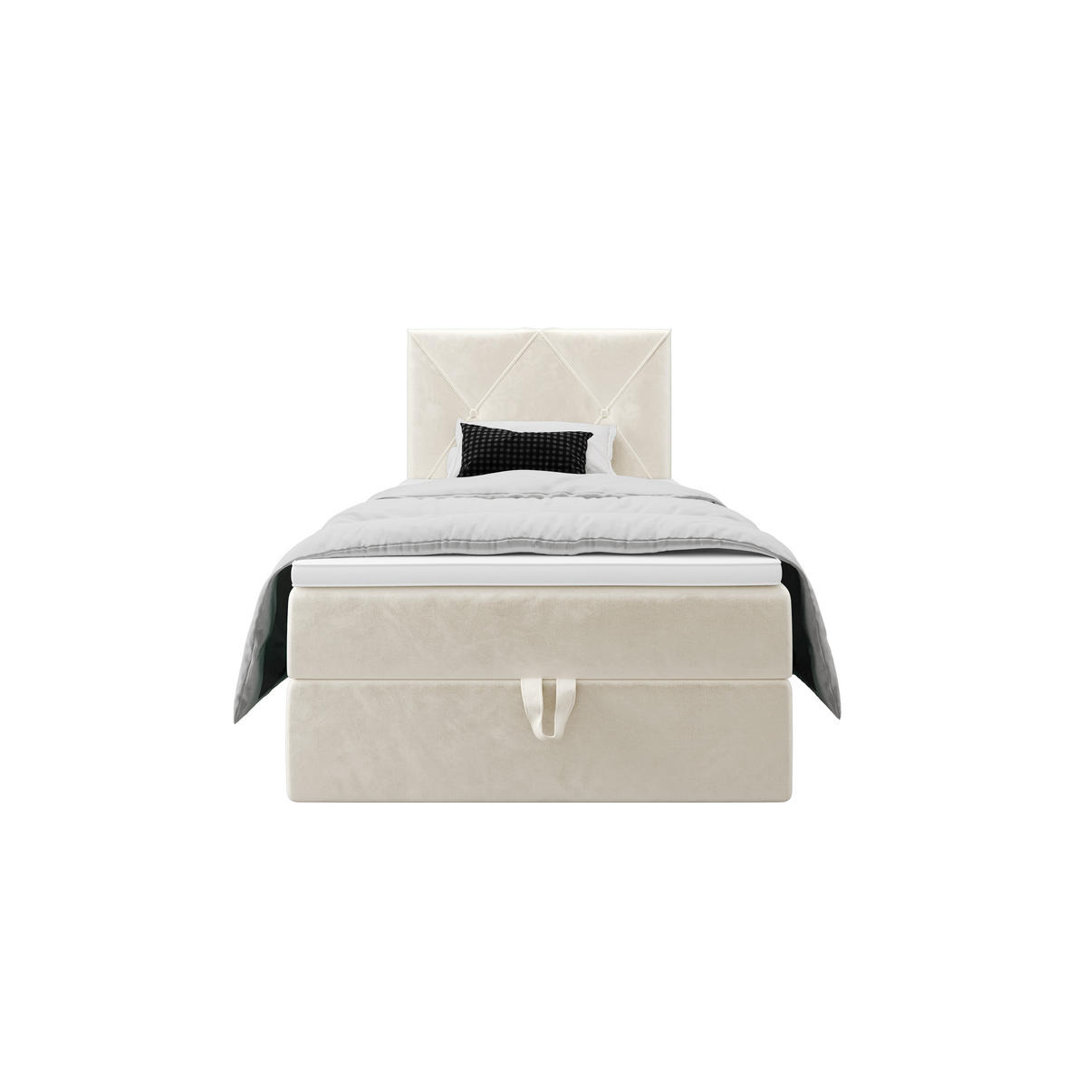 BOXBETT ALTEA 90x200 Monolith 02, mit Matratze H3, Bonell und Topper, Creme - Creme, Holz/Kunststoff (90/200cm) - Bedante