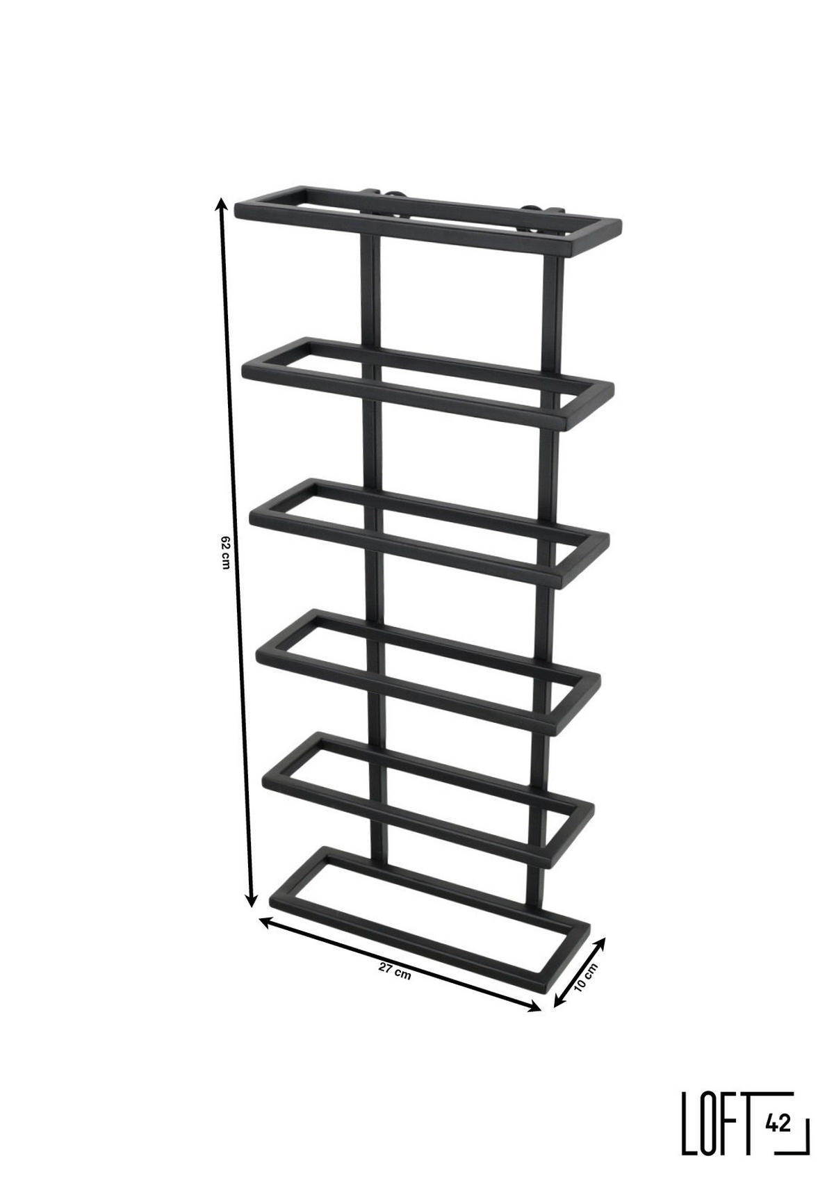 WEINREGAL Pinot Schwarz - Schwarz, Metall (27/62/11cm) - LOFT42