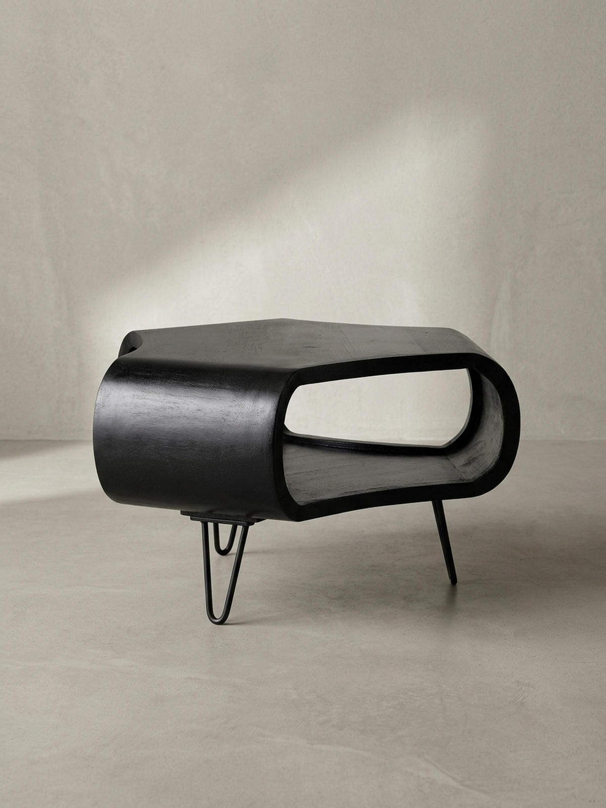 COUCHTISCH Schwarz Massivholz Mango mit Stauraum 60x60x35 cm Haarnadelbeine - Schwarz, Holz/Metall (60/60/35cm) - KADIMA DESIGN