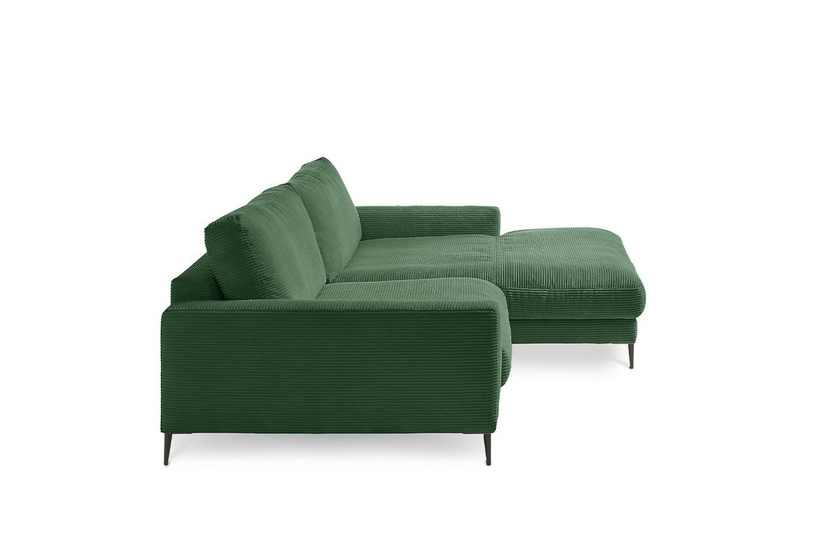 ECKSOFA CARA Smaragdgrün Cord - Smaragdgrün/Dunkelgrün, Textil/Metall (272/190cm) - KAWOLA