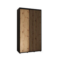 SCHWEBETÜRENSCHRANK 205,2/130/45 2-türig - Schwarz/Eiche Artisan, Holz/Metall (130/205.2/45cm) - Abiks Möbel