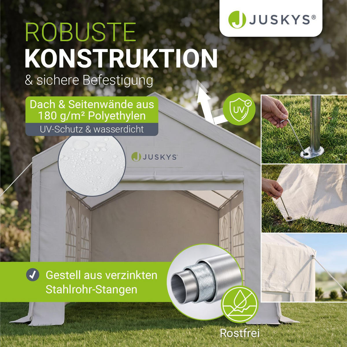 FESTZELT Partyzelt Gala weiß 3x6 m - Weiß, Kunststoff (300/280/600cm) - Juskys