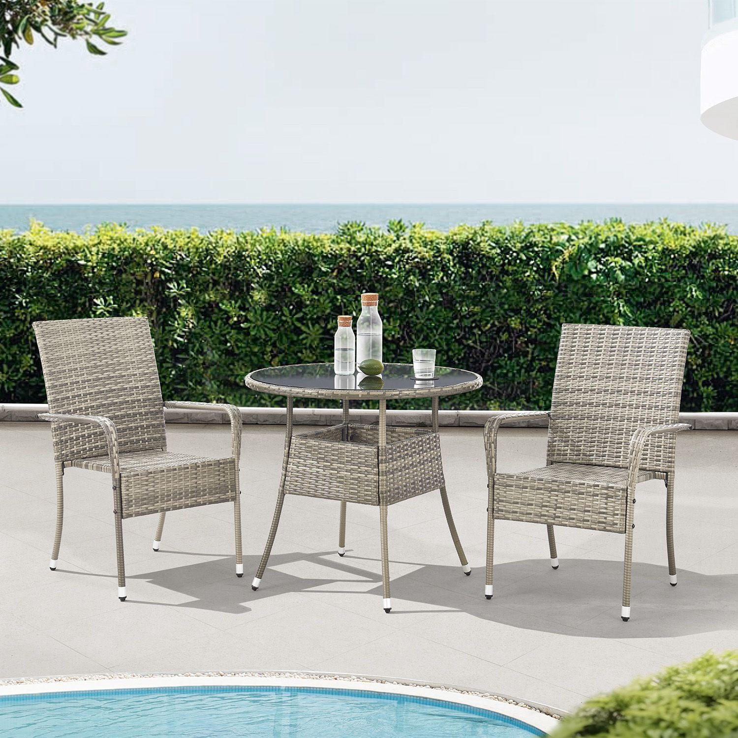 GARTENTISCH Yoro grau 80 cm - Grau, Kunststoff (80/80/73cm) - Juskys