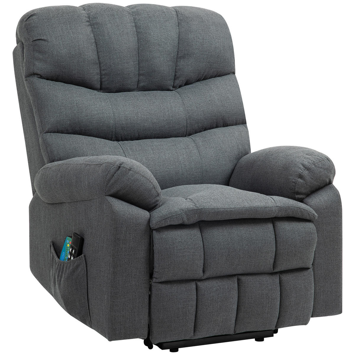 MASSAGESESSEL DE-06382 elektrisch, 3 Motoren, 170° neigbar, Massage & Wärme Grau - Dunkelgrau, Textil/Metall (93/112/100cm) - ComfortXL