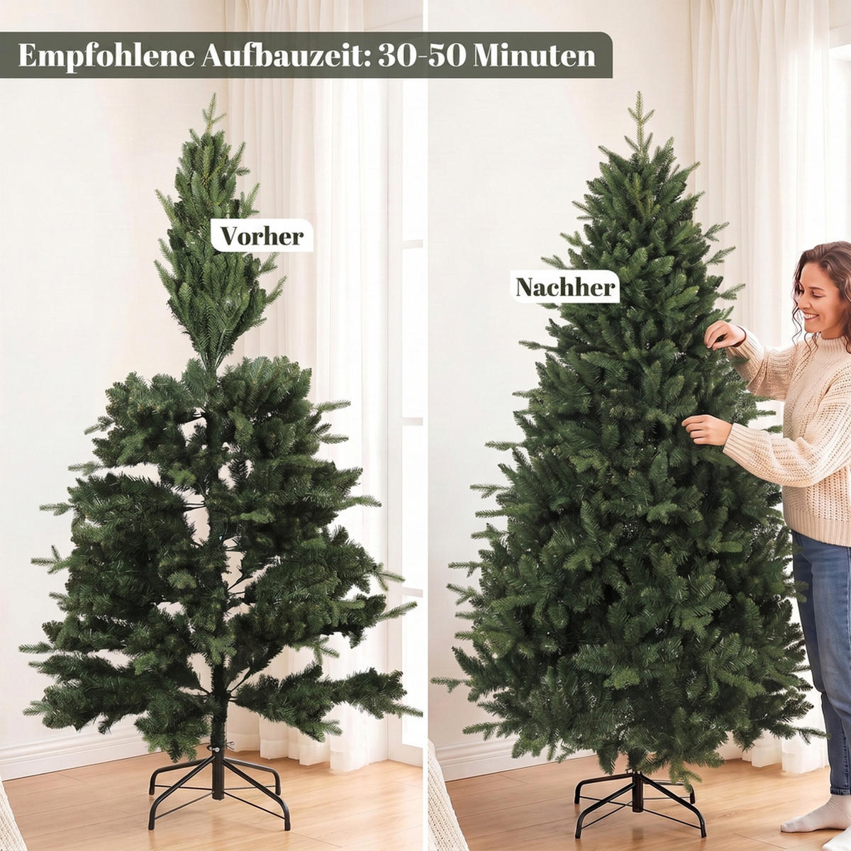 WEIHNACHTSBAUM PE PVC Grün - Grün, Kunststoff (180cm) - HOMCOM