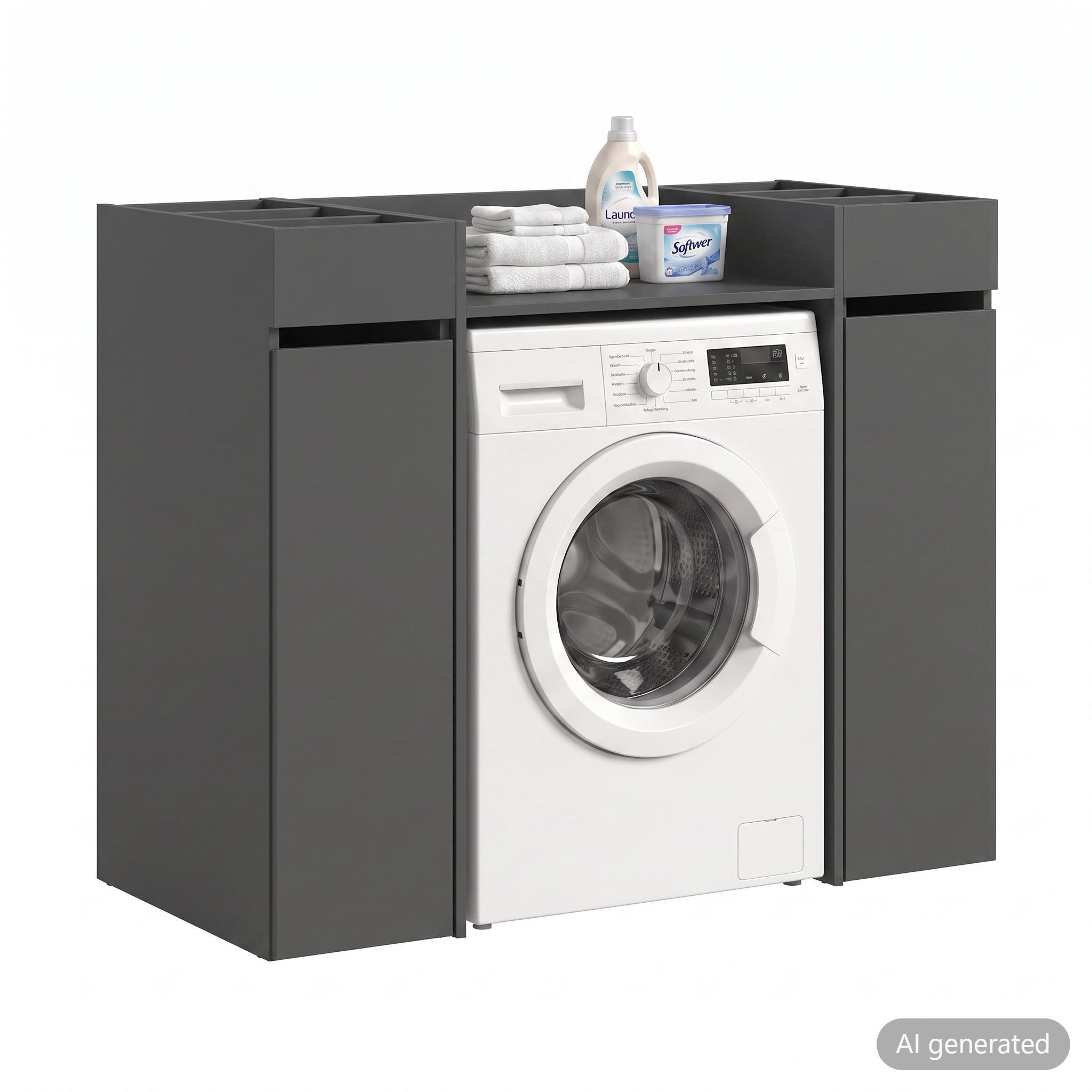 WASCHMASCHINENUMBAU Set Mixx (B/H/T: ca. 124/101/60 cm) in anthrazit/anthrazit - Anthrazit, Holzwerkstoff (124/101/60cm)