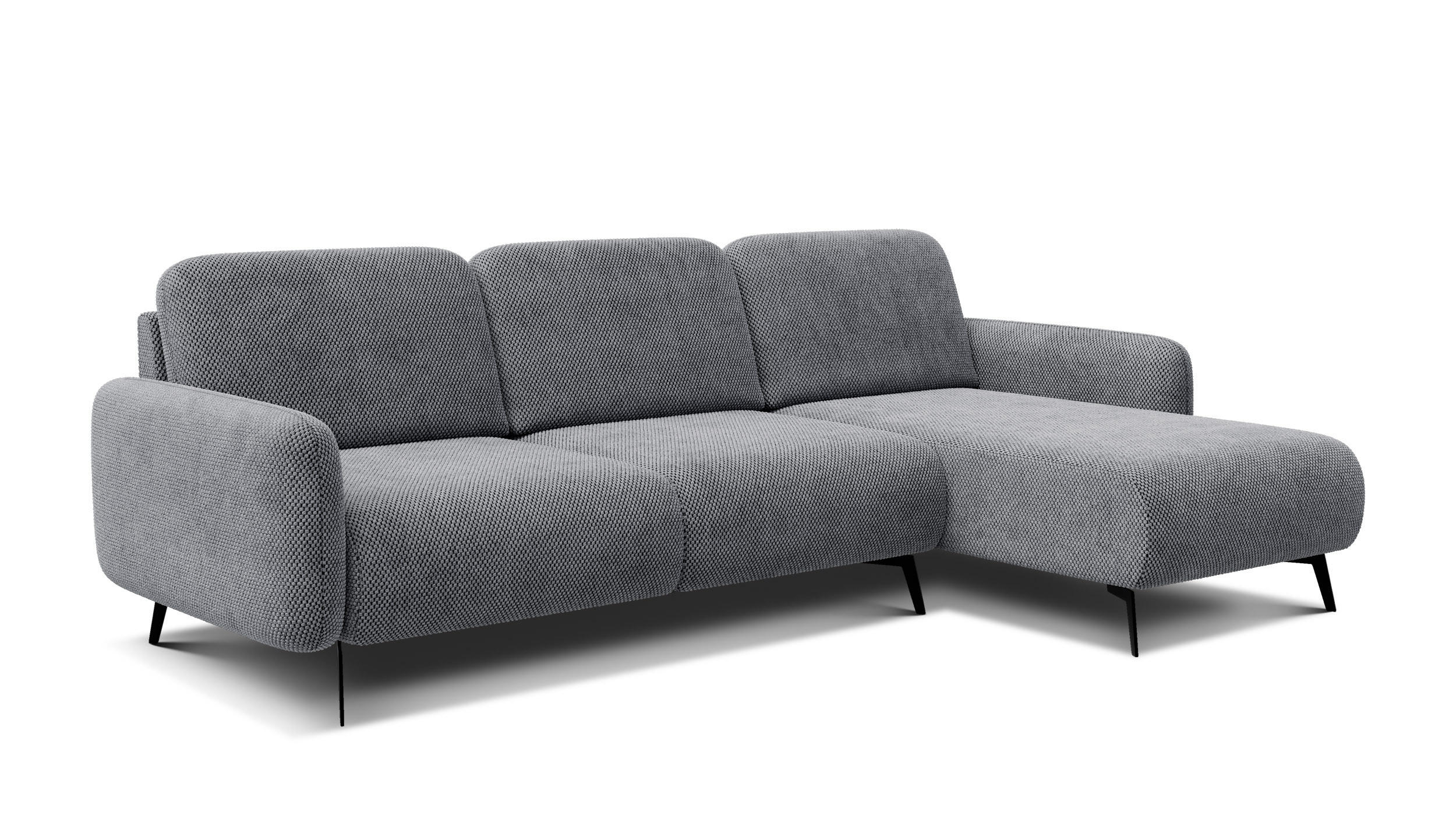 ECKSOFA FEBE 4-Sitzer rechts, grau - Schwarz/Grau, Holz/Textil (264/157cm) - Courtois Laville