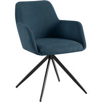 ESSZIMMERSTUHL Cord Blau - Blau/Schwarz, Textil/Metall (56/81/62cm) - CLP