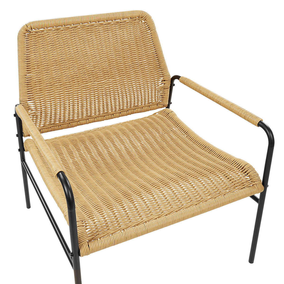 GARTENSTÜHLE 2er-SET aus Rattan Natur Prasimo - Beige/Schwarz, Naturmaterialien (63/78/67cm) - Beliani