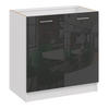 KÜCHENUNTERSCHRANK D80 2D schwarz glanz - Schwarz Hochglanz, Holzwerkstoff (80/82/44cm) - roe furniture