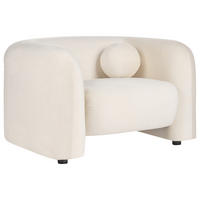 SESSEL Samtstoff Cremeweiß Leiren - Creme, Textil (111/73/83cm) - Beliani
