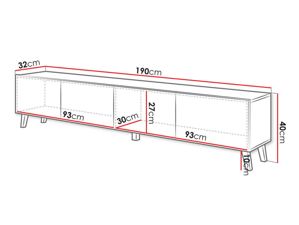 TV-LOWBOARD Phuket 190 - Schwarz/Graphitfarben, Holzwerkstoff/Kunststoff (190/40/32cm) - MIRJAN24