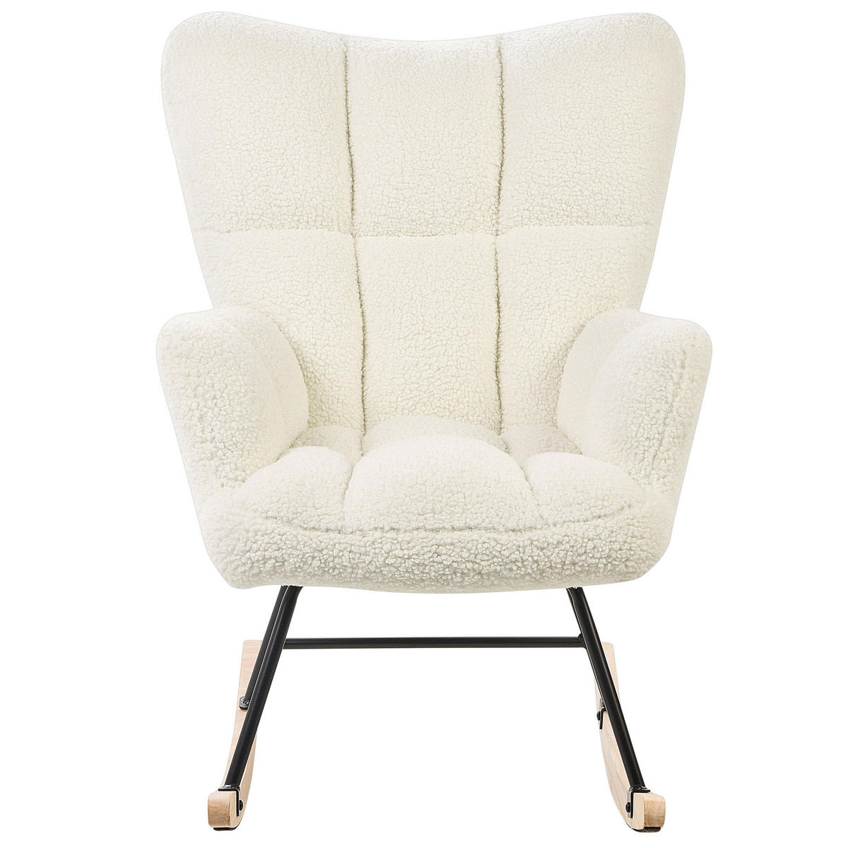 SCHAUKELSESSEL Bouclé Weiß Oulu - Weiß, Textil/Metall (71/108/83cm) - Beliani
