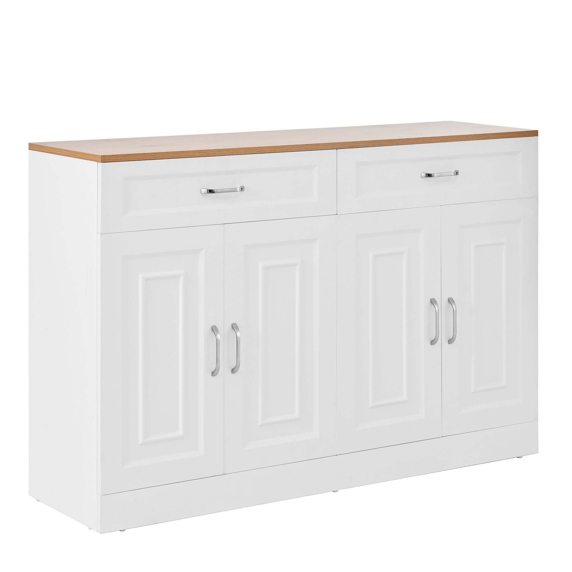 SIDEBOARD DE-37574 120/35/80,5 cm mit 4 Türen und 2 Schubladen Holz/Weiß - Weiß, Holzwerkstoff (120/80.5/35cm) - ComfortXL