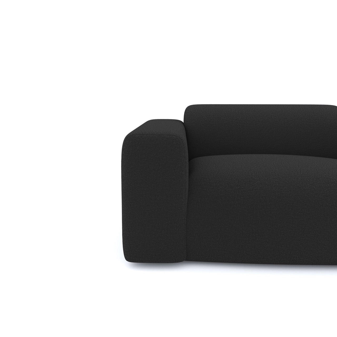 SOFA 3-Sitzer Bouclé-Stoff Schwarz 205cm - Anthrazit, Textil (205/73/97cm) - Sia Home