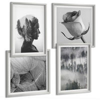 BILDER SET 4er Set - 50x50 cm & 40x60 cm Silberner Rahmen - Waldnebelporträt einer Frau - Silberfarben, Kunststoff (50/50cm) - TULUP