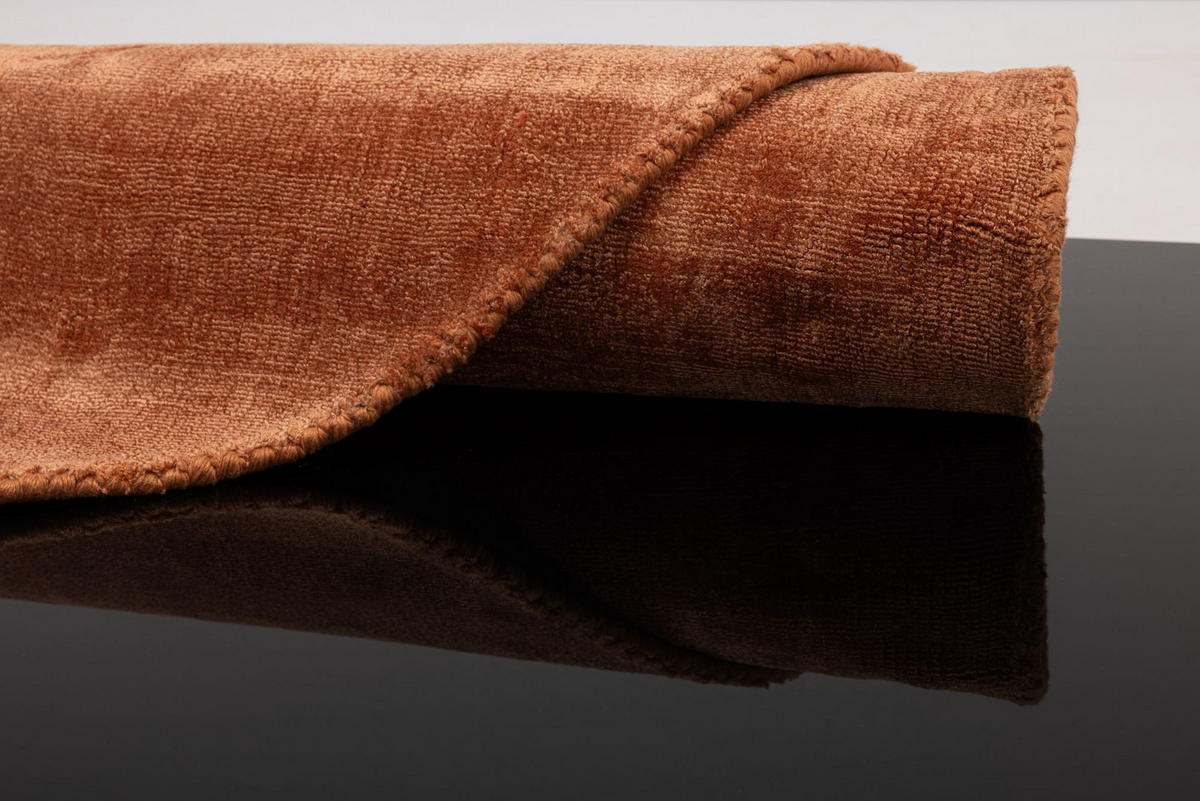 VISKOSETEPPICH Star 120x120 cm - Kupferfarben, Textil (120/120cm) - THEKO