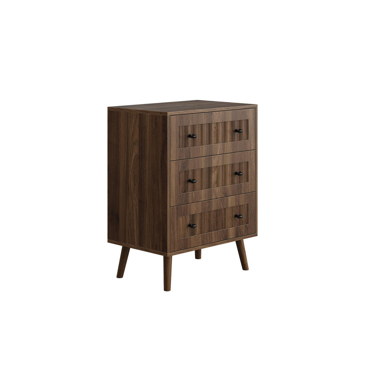 KOMMODE 60/40/79 cm in Walnuss mit 3 Schubladen und Rillenfronten - Walnussfarben, Holzwerkstoff (60/78/40cm) - Flora Grace