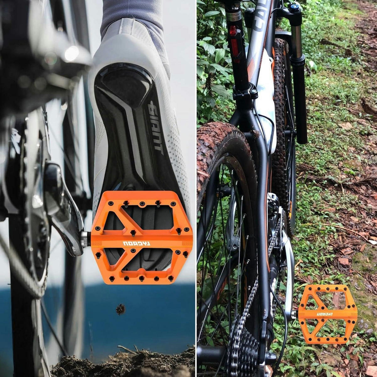 FAHRRADPEDALE Orange, Rennrad/Mountainbike MTB Pedale, Rutschfest, 9/16 Zoll CR-MO Spindel - Orange, Kunststoff (10.9/1.4/10.9cm)