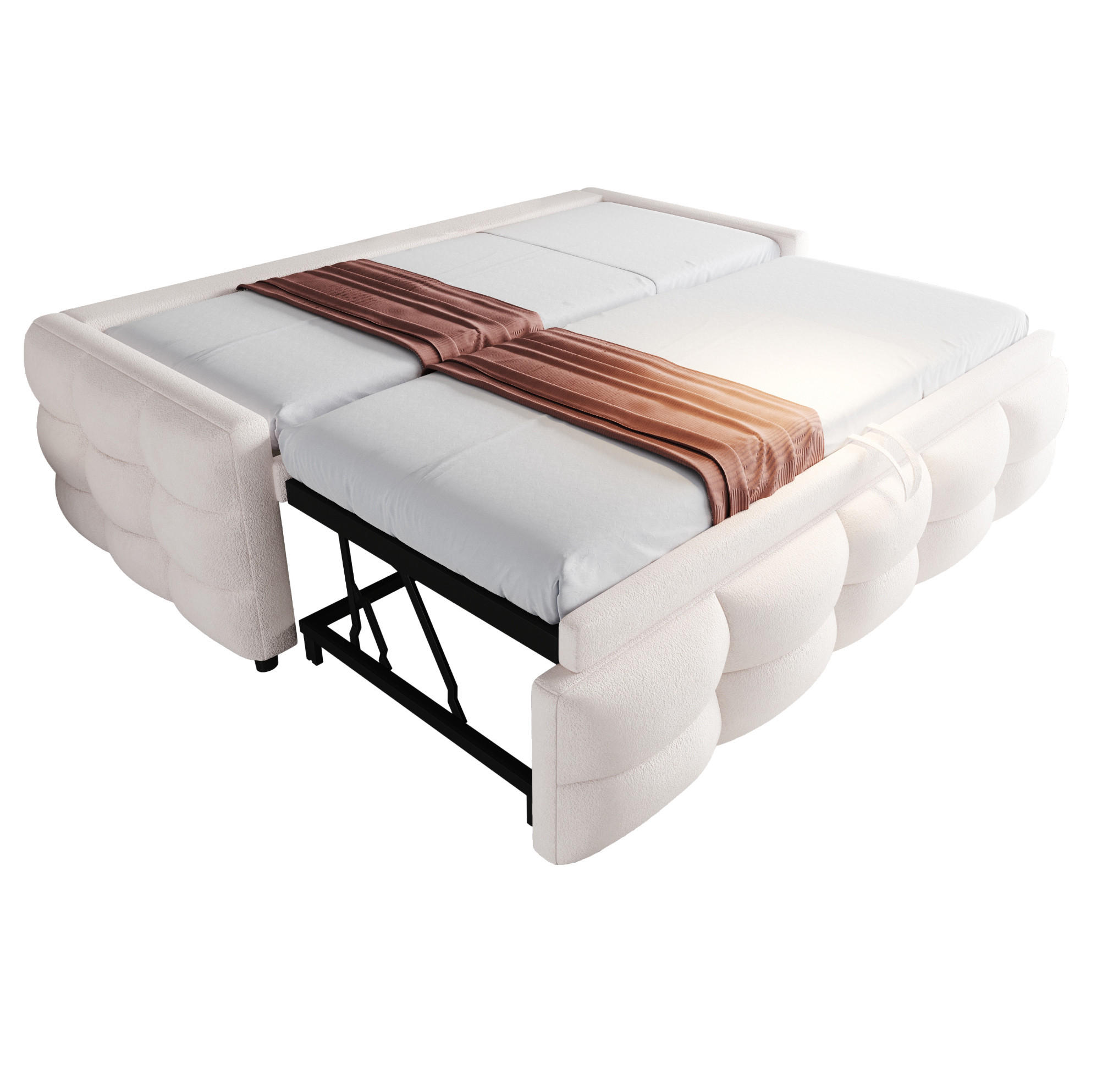 POLSTERBETT 90/190 cm Beige aus Teddy mit Ausziehfunktion - Beige, Textil (90/190cm) - OKMYHOME