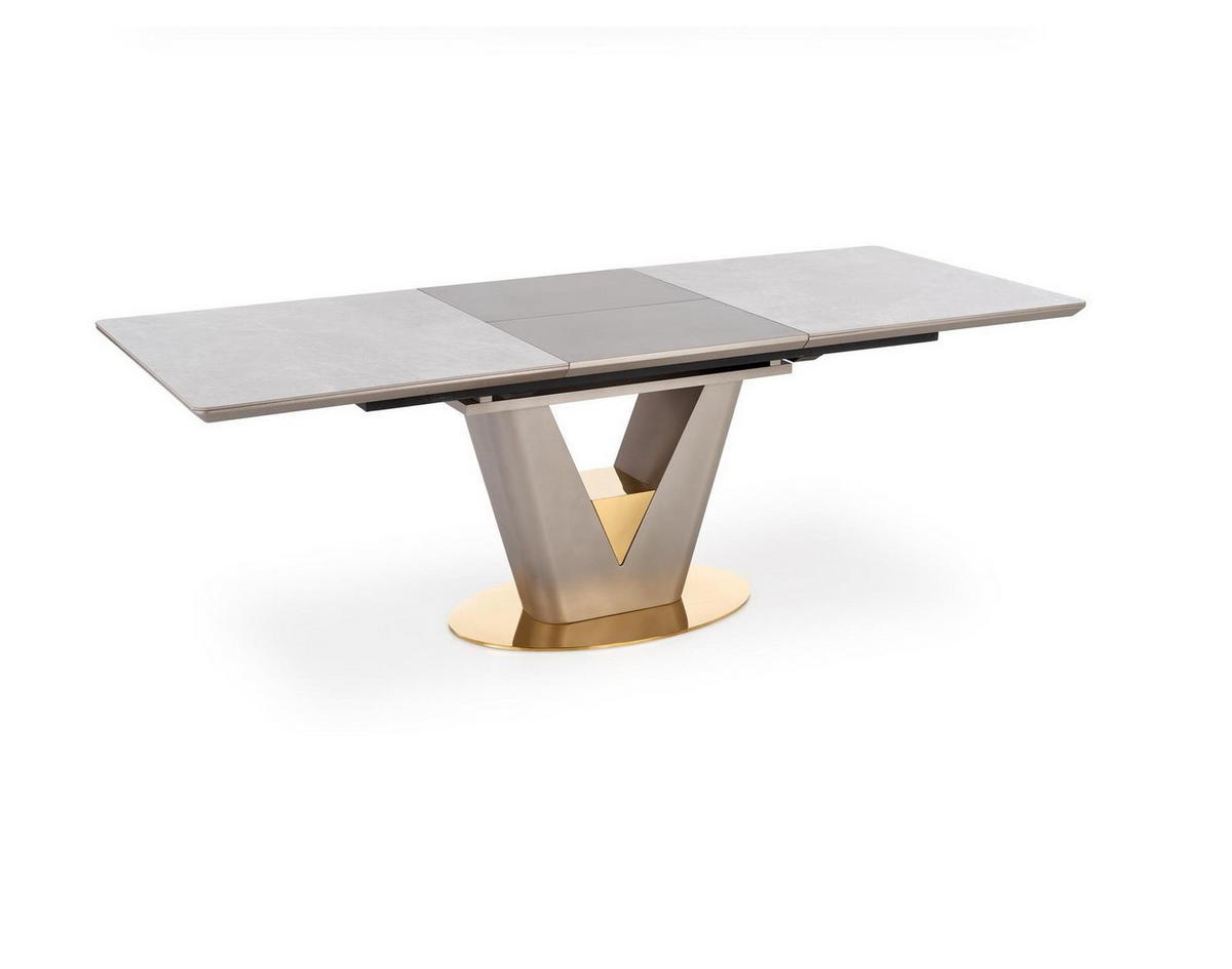 ESSTISCH rechteckig ausziehbar Grau Marmor Gold - Goldfarben/Grau, Holzwerkstoff (90/160/76cm) - designimpex