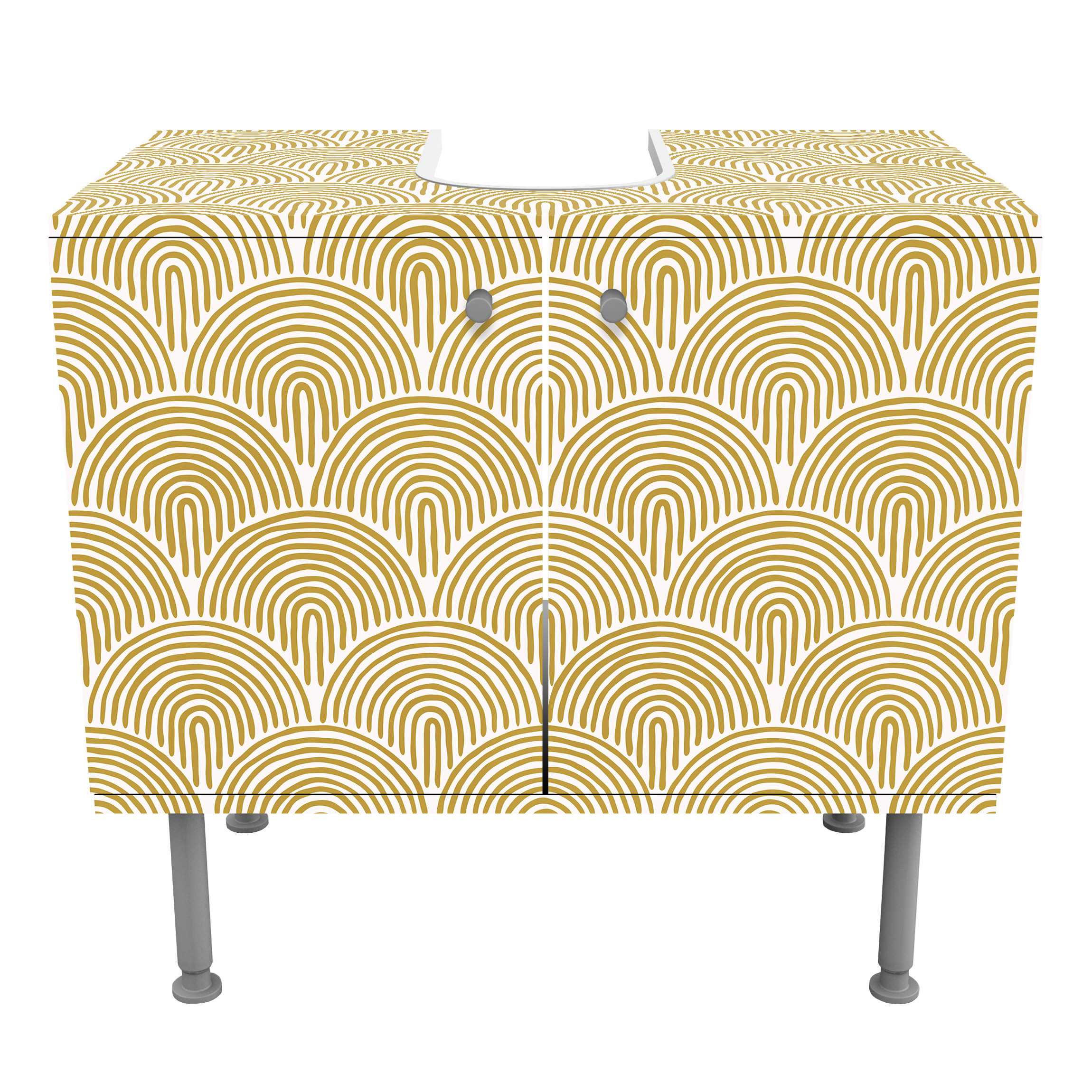 WASCHBECKENUNTERSCHRANK Boho Bogen Muster Gelb 60/55/35 cm - Gelb, Holzwerkstoff (60/55/35cm) - Bilderwelten