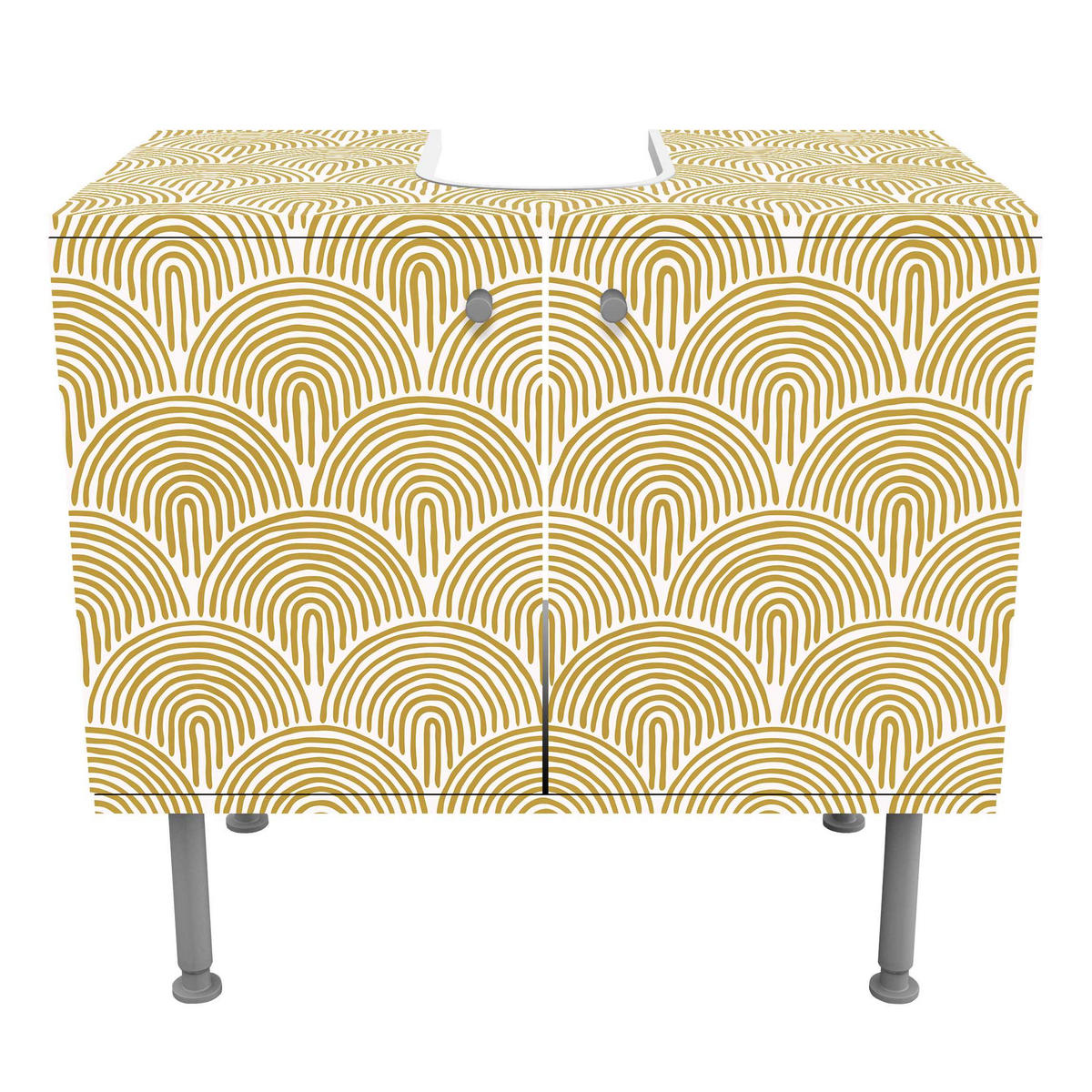 WASCHBECKENUNTERSCHRANK Boho Bogen Muster Gelb 60/55/35 cm - Gelb, Holzwerkstoff (60/55/35cm) - Bilderwelten