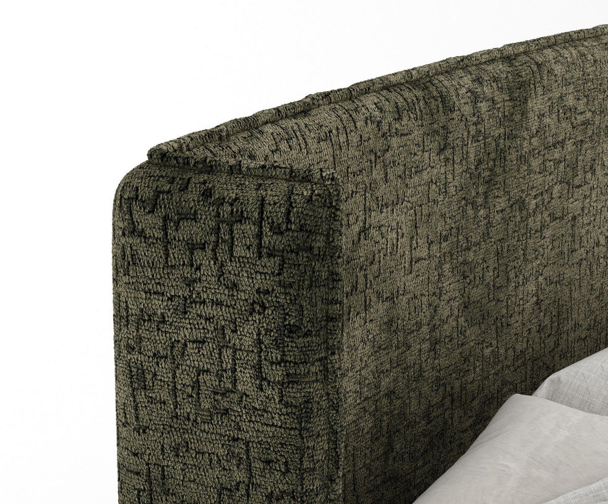 KONTINENTALBETT Ardis Olivenfarbe 140/200 cm mit Matratze und Topper - Schwarz/Olivgrün, Holz/Holzwerkstoff (140/200cm) - Maison de Reve