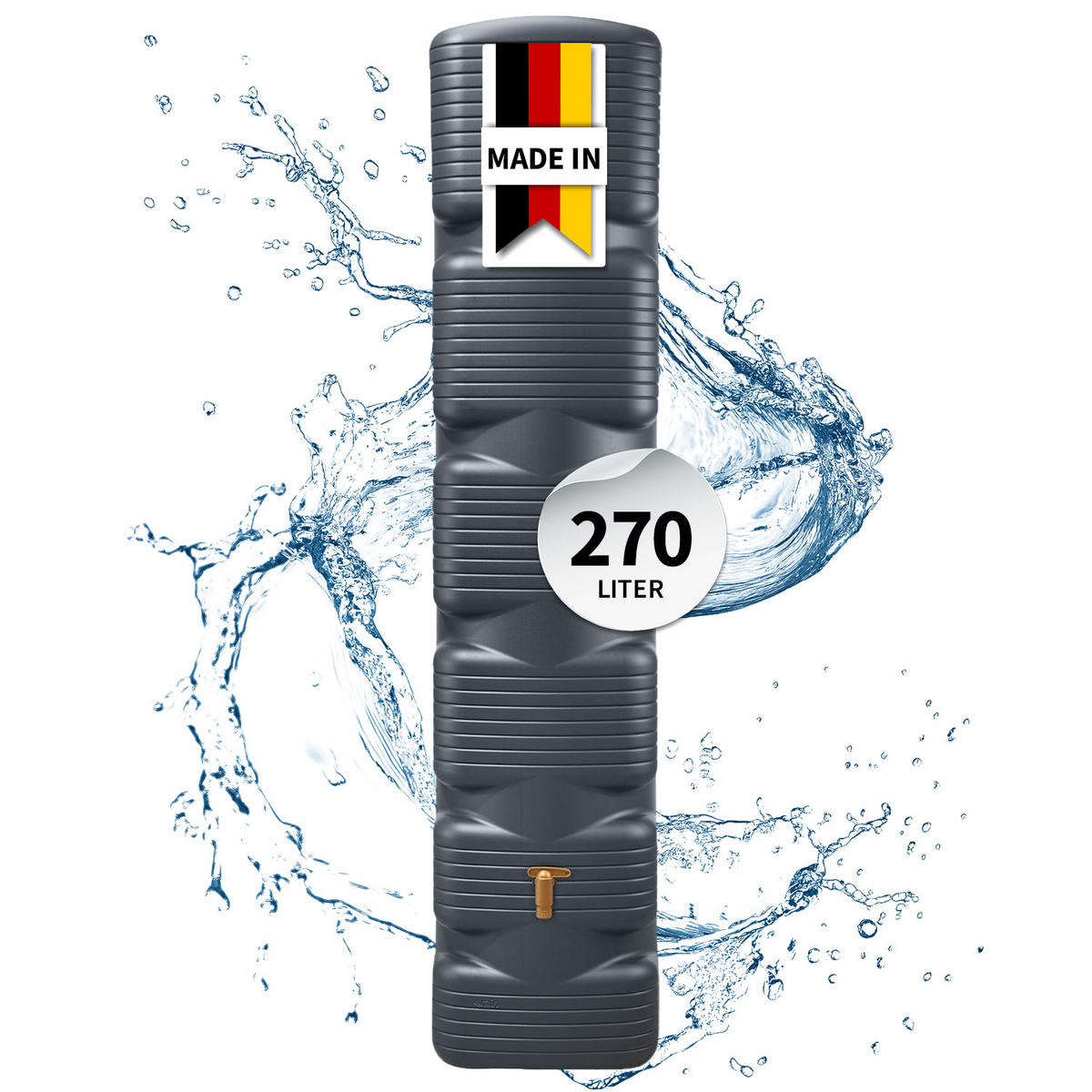 WANDTANK 270 L, graphite grey - Graphitfarben, Kunststoff (40/185/65cm) - 4rain