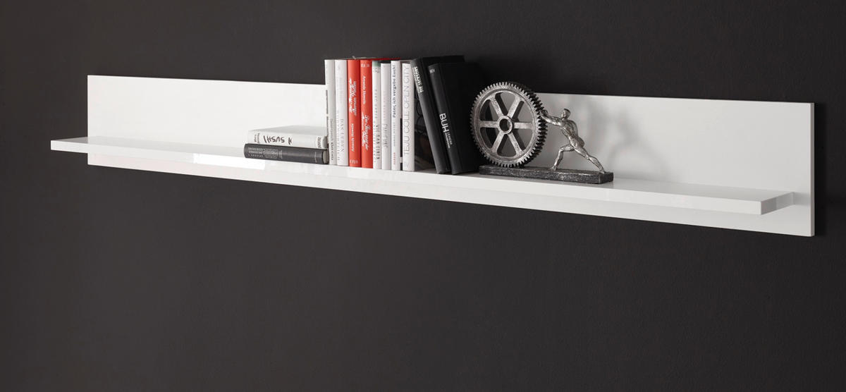 WANDBOARD weiß Hochglanz, Wandregal 184 cm - Weiß, Holzwerkstoff/Metall (184/22/15cm) - Furn.Design