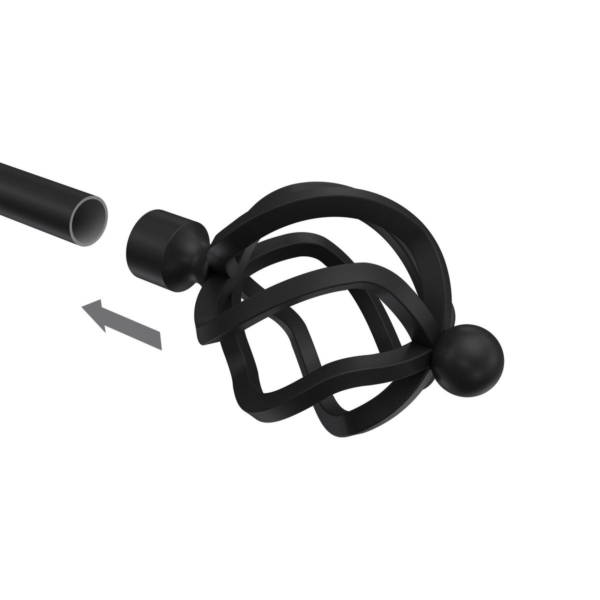 ENDSTÜCKE FÜR GARDINENSTANGEN 16 mm Ø, Paolo Schwarz, Packung 2 Stück - Schwarz, Metall (10.6/6.9/6.9cm) - INTERDECO