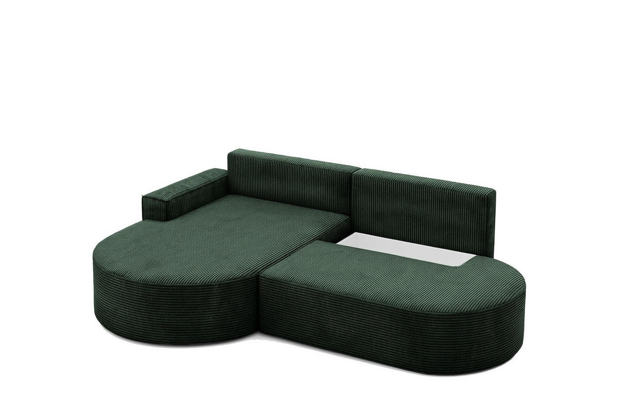 ECKSOFA mit Schlaffunktion und Bettkasten Modena Runden stoff Poso Grün Links - Grün, Holz/Textil (179/278cm) - Kaiser Möbel