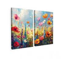 LEINWANDBILD 2er Set Blumen - Frühling - Farbenfroh - Sommerlich 240x180 cm - Orange, Textil (240/180cm) - MuchoWow