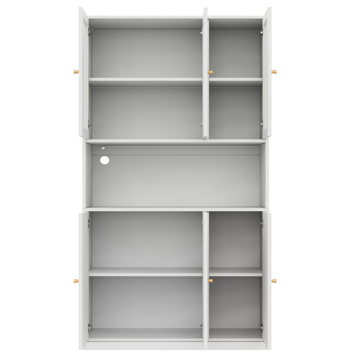 HIGHBOARD mit Glastüren 100/35/200 cm in Weiß mit LED-Beleuchtung - Weiß, Holzwerkstoff (100/200/35cm) - BEAOK