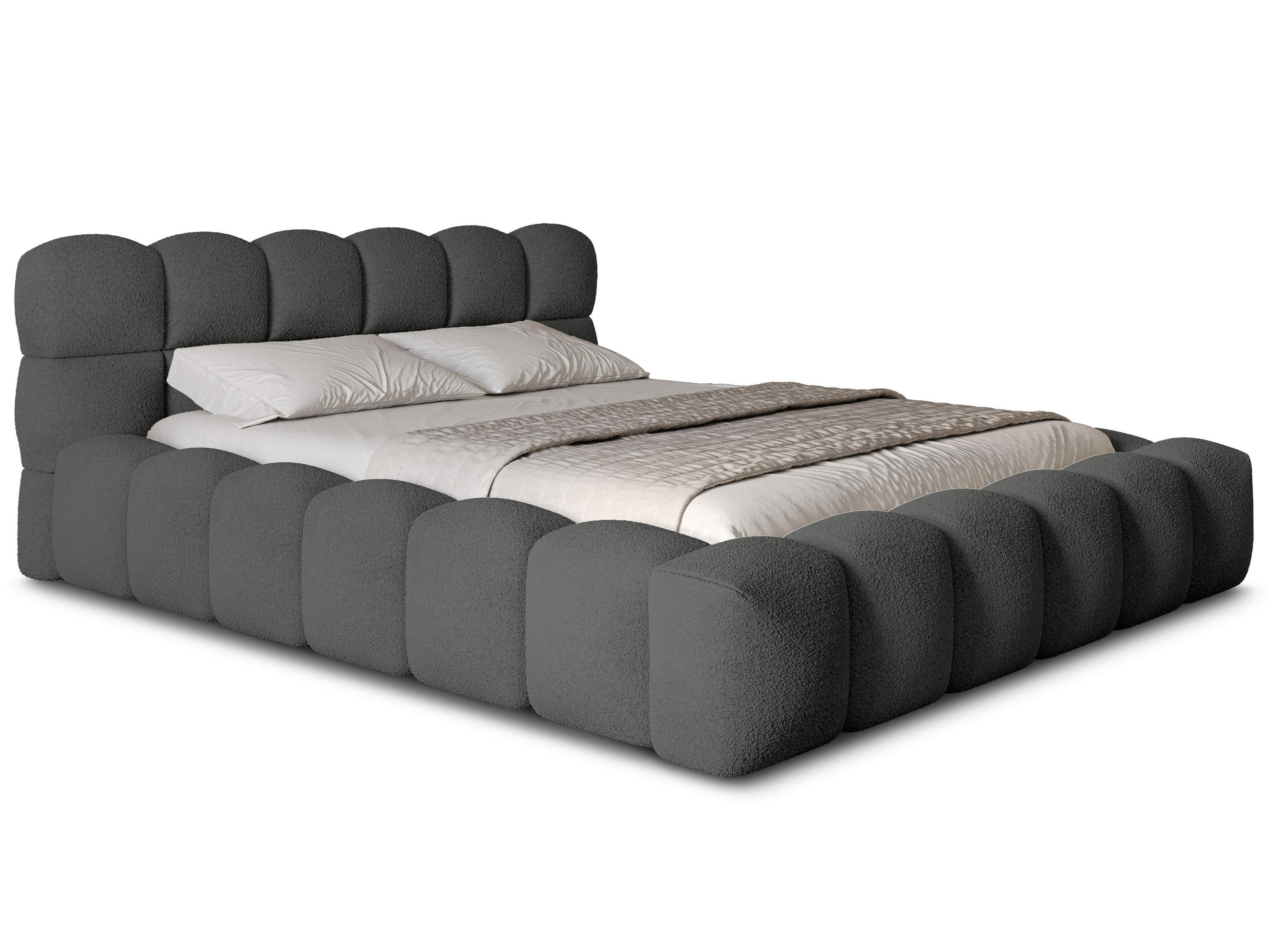 POLSTERBETT Mira 1 Anthrazit 140/200 cm Boucle mit Bettkasten - Anthrazit, Textil/Metall (140/200cm) - wonello