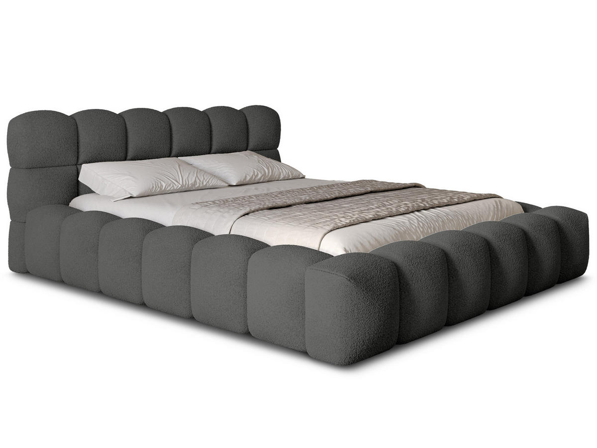 POLSTERBETT Mira 2 Anthrazit 140/200 cm Boucle mit Bettkasten - Anthrazit, Textil/Metall (140/200cm) - wonello
