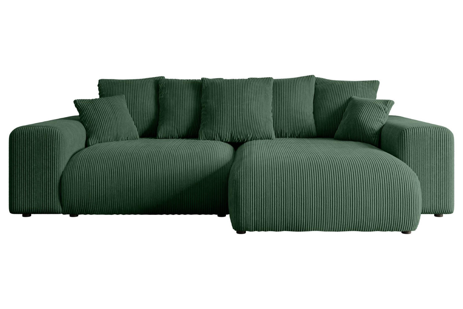 ECKSOFA Ottomane rechts ESKAR-L 266x176x84 Grün Cord - Schwarz/Grün, Holzwerkstoff/Kunststoff (176/266cm) - ALTDECOR