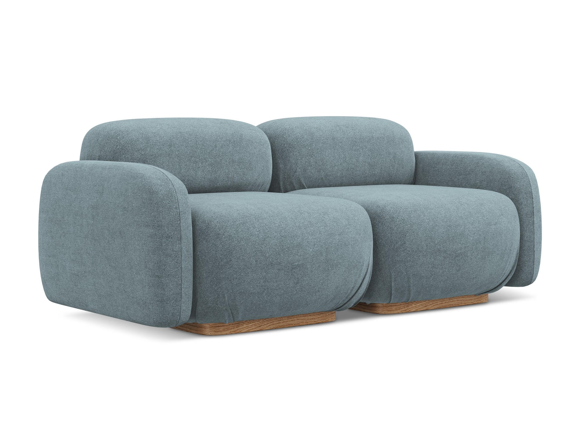 3-SITZER SOFA Bouclé Stoff Blau - Blau/Blaugrau, Holz/Textil (190/73/95cm) - Makamii