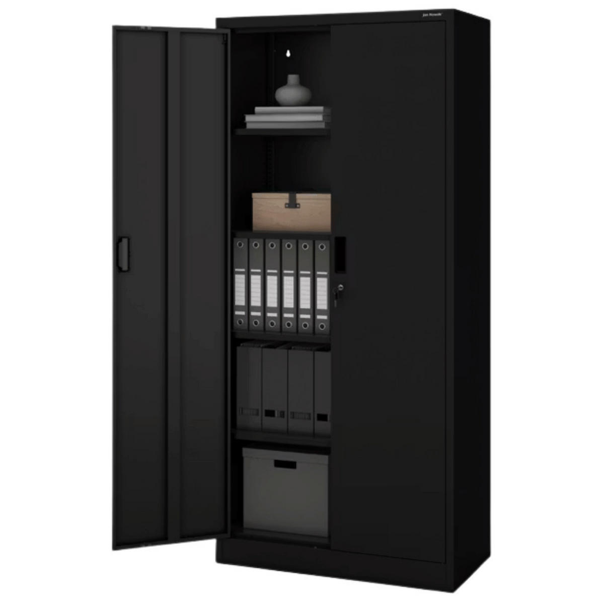 AKTENSCHRANK abschließbar KADO mit Flügeltüren 175x80x40cm Schwarz - Schwarz, Metall (80/175/40cm) - DELUKE