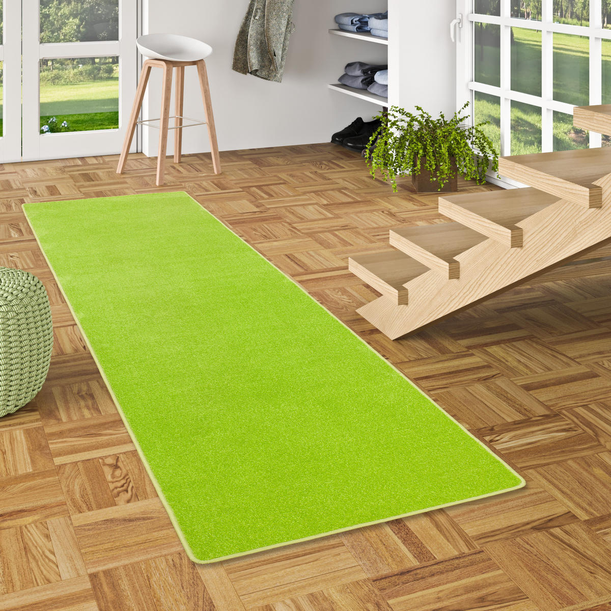 TREND VELOURS LÄUFER TEPPICH JOY - Hellgrün, Textil (80/320cm) - Snapstyle