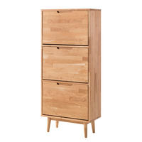 SCHUHKIPPER - Eiche massiv - Eichefarben/Braun, Holz (65/147/31cm) - home24