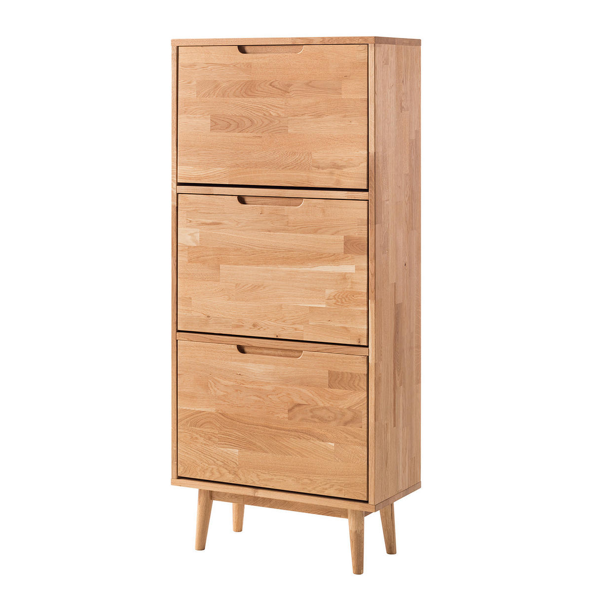 SCHUHKIPPER - Eiche massiv - Eichefarben/Braun, Holz (65/147/31cm) - home24