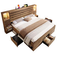 BETT 180/200 cm in Eiche mit LED-Beleuchtung und USB- und Type-C-Anschlüssen - Eichefarben, Holzwerkstoff (180/200cm) - Flora Grace