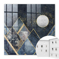 SCHLÜSSELBOX Weiß 30x30 cm – Türöffnung nach rechts - Himmelsgeometrie - Dunkelblau, Metall (30/30/5cm) - TULUP